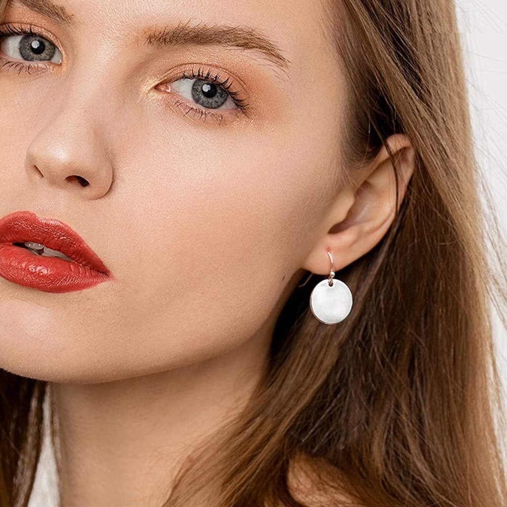 NEW 925 Sterling Silver 15MM Round Disc Earrings